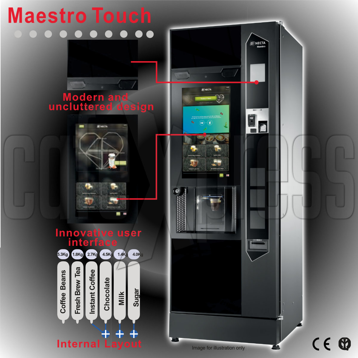 Necta MAESTRO TOUCH 12oz ESFB Hot Drink Machine